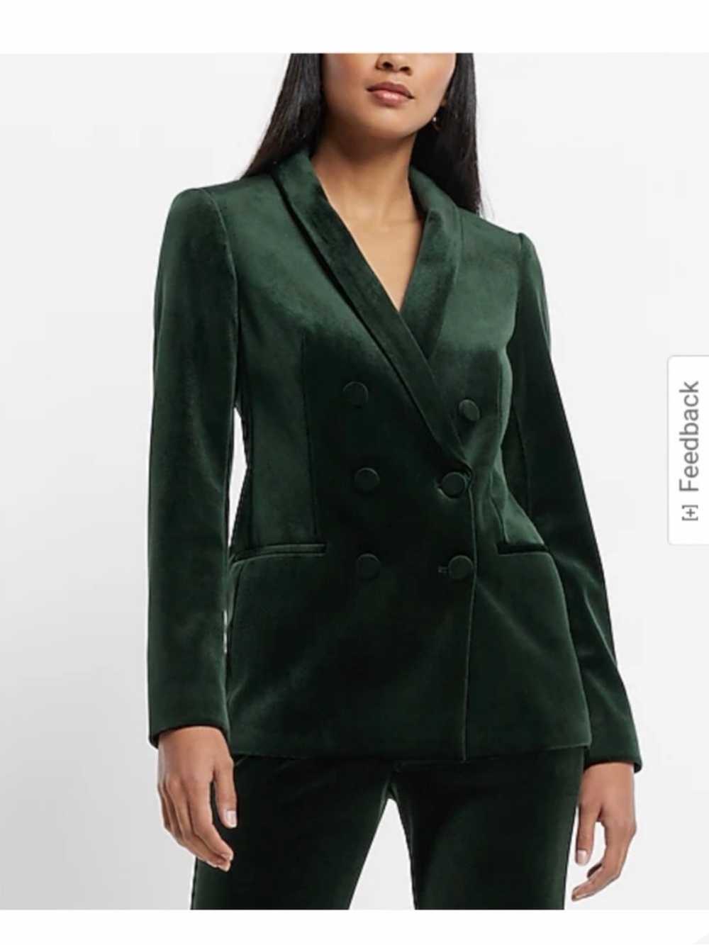 🔥 Express Runway Dark Green Velvet Double-Breasted Blazer Jacket